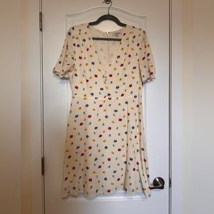 Madewell white and floral fit and flow dress